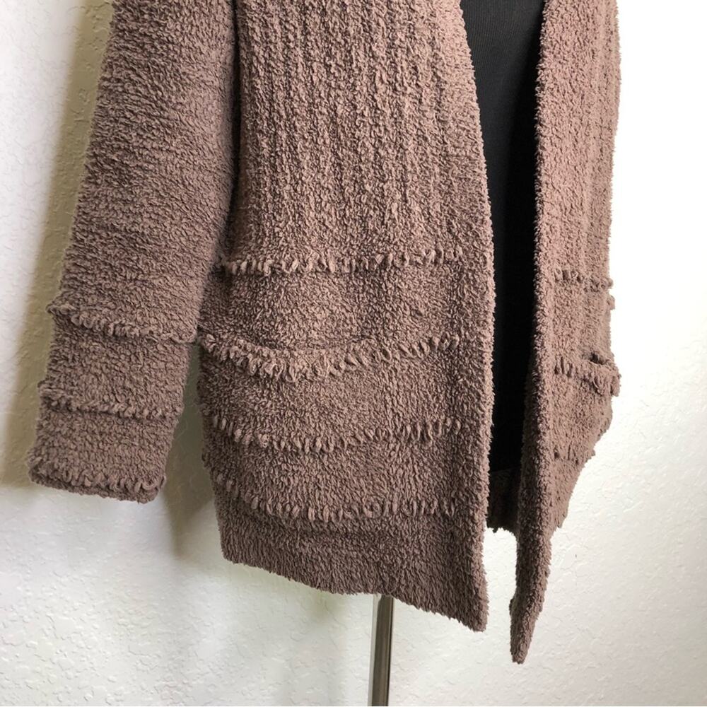 Barefoot Dreams mocha brown open front loop trim cardigan size Small - Picture 4 of 14